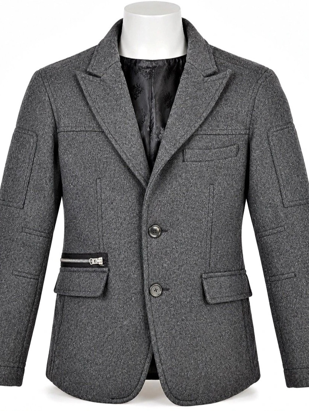 7 Diamonds Prague Men's Wool Blend Jacket Large Charcoal Missing Zip-In Insert
